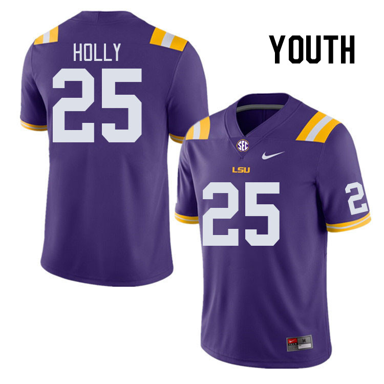 Youth #25 Trey Holly LSU Tigers College Football Jerseys Stitched-Purple